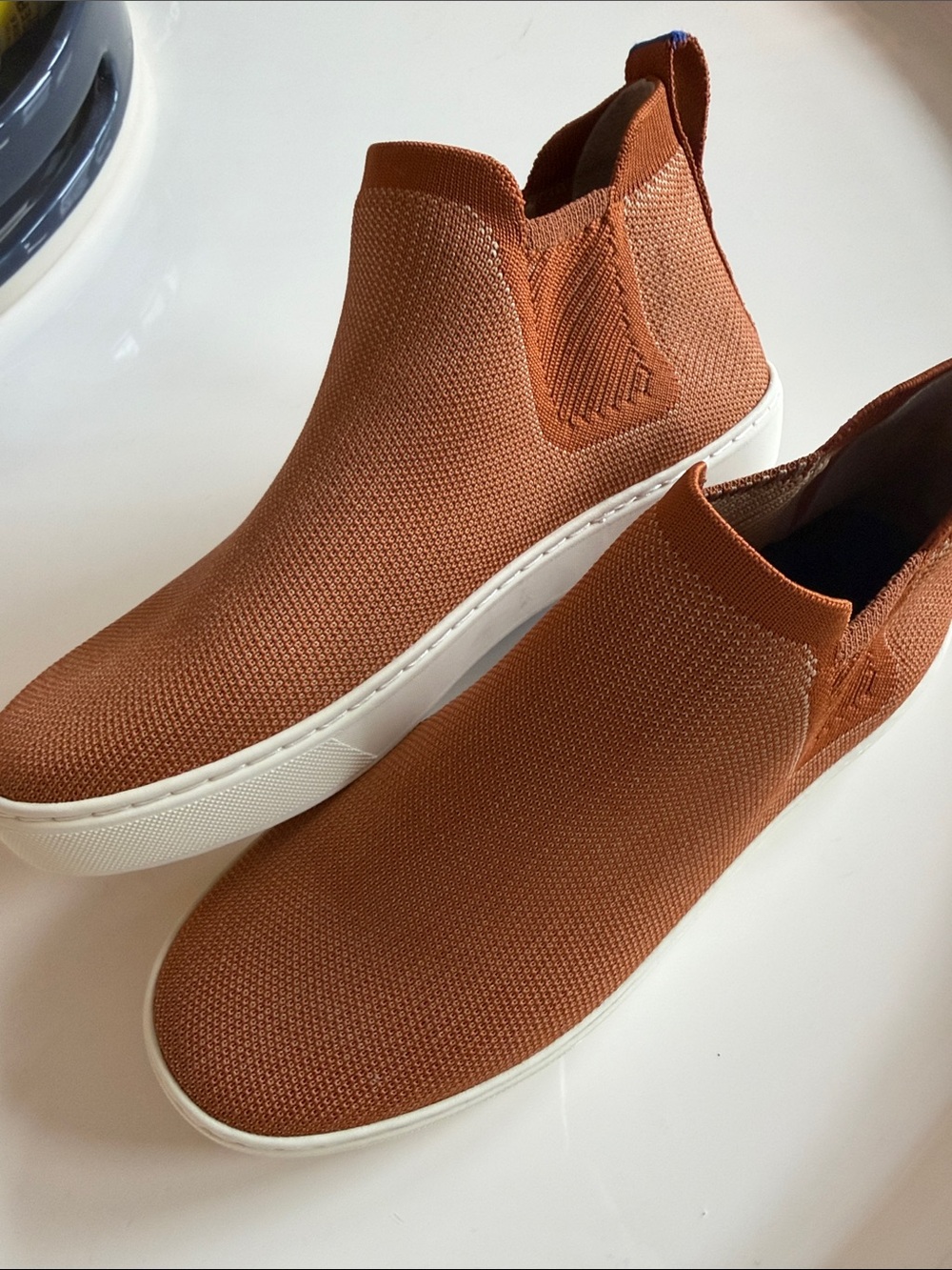 Rothy's Slip-On Knit Sneakers in Rust